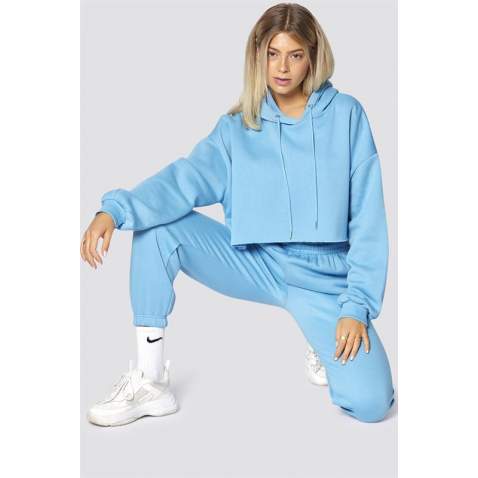 Mad Girls Blue Hooded Women Tracksuit Set MG467 - Mavi