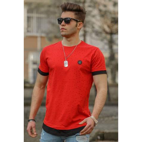 Madmext Orange Rapped T-shirt for Men 4489 - Turuncu