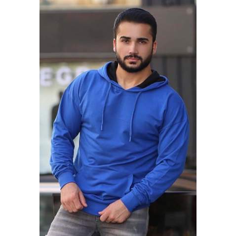 Madmext Saxe Basic Hoodie 4117 - Saks