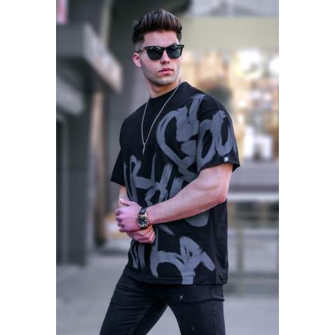 Madmext Men Designed Black T-shirt 5811 - Siyah