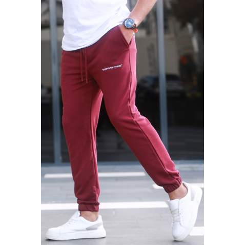 Madmext Printed Maroon Sweatpants For Men 5617 - Bordo