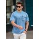 Madmext Men Front Pocket Blue T-shirt 5225 - Mavi