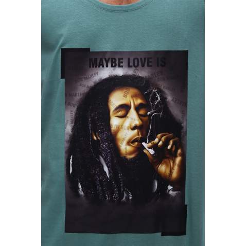 Madmext Green Bob Marley T-shirt for Men 2634 - Yeşil