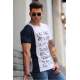 Madmext White Printed T-shirt for Men 3020 - Beyaz