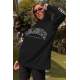 Mad Girls Black Printed Hoodie Sweatshirt Mg824 - Siyah