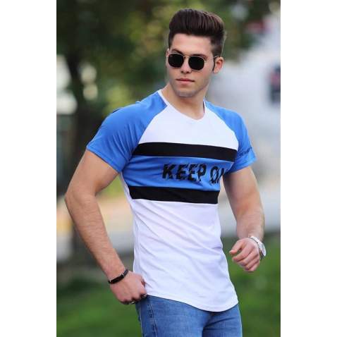 Madmext White Printed T-shirt for Men 3031 - Beyaz