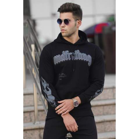 Madmext Men Printed Black Sweatshirt 5312 - Siyah