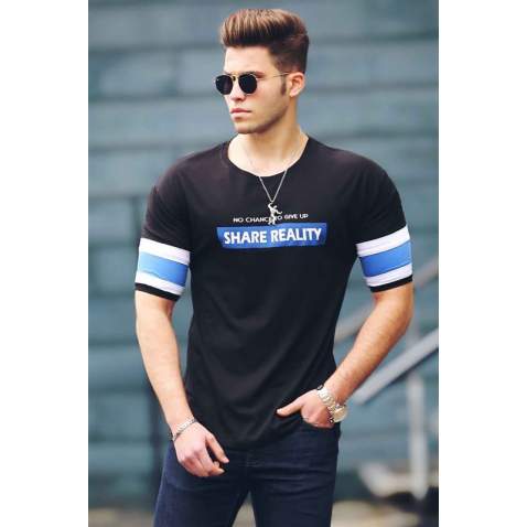 Madmext Black Printed T-shirt for Men MDX4030 - Siyah