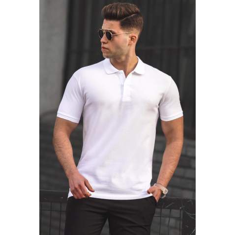 Madmext Men Plain White Polo T-shirt 5101 - Beyaz