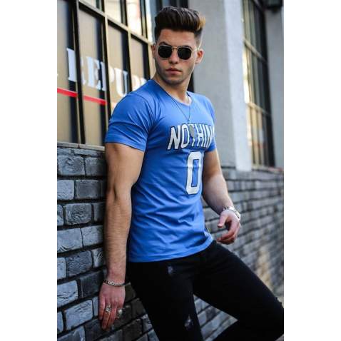 Madmext Blue Printed T-shirt for Men 4394 - Saks