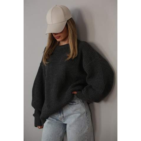 Women Smoke Gray Knitted Basic Sweater MG1304 - Füme