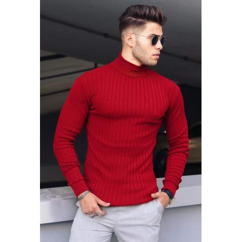 Madmext Red Turtleneck Men Jumper 9419 - Kırmızı