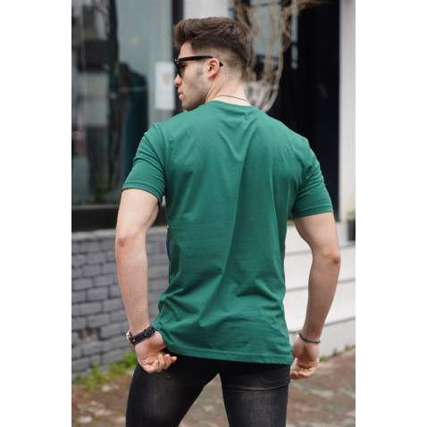 Madmext Men Printed Green T-shirt 5809 - Koyu yeşil