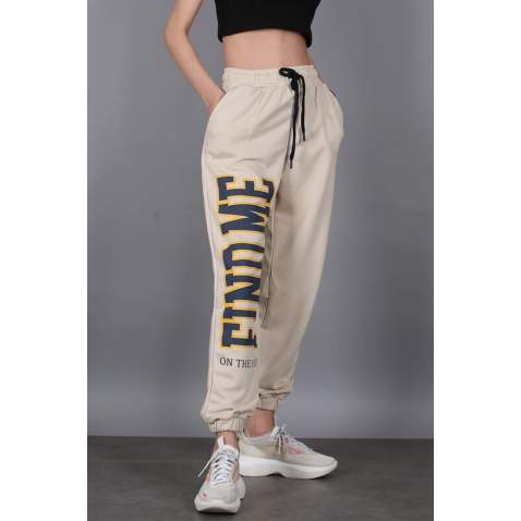 Mad Girls Beige Sweatpants MG1101 - Bej