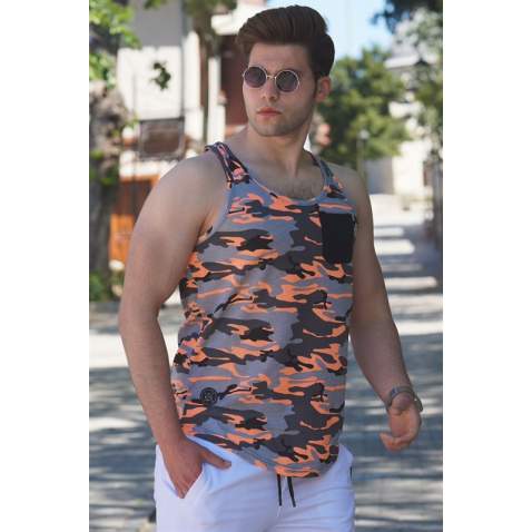 Madmext Men Camouflage Orange Vest 2272 - Turuncu