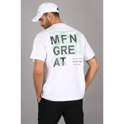 Madmext Men Back Printed White T-shirt 5365 - Beyaz