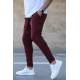 Madmext Men Checkered Maroon Sweatpants 4219 - Bordo