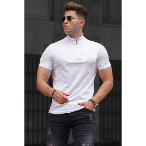 Madmext Men Mock Turtleneck White T-shirt 5282 - Beyaz