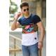 Madmext Navy Blue Camouflage T-shirt for Men 3003 - Lacivert