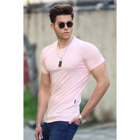 Madmext Soft Pink T-shirt for Men 4552 - Pudra