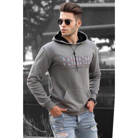 Madmext Anthracite Printed Hoodie Sweatshirt 4752 - Antrasit