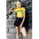 Yellow Printed Crop T-Shirt MG1535 - Sarı