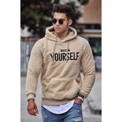 Madmext Kapşonlu Peluş Sweatshirt Camel 4390 - Camel