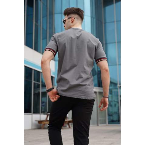 Men Basic Smoke Gray T-Shirt - Füme