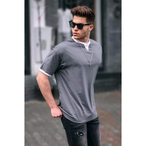 Men Smoke Gray Basic T-Shirt 5859 - Füme