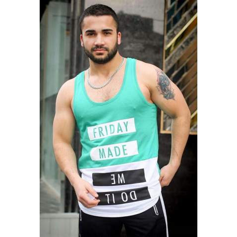 Madmext Green Printed T-shirt for Men 3034 - Yeşil