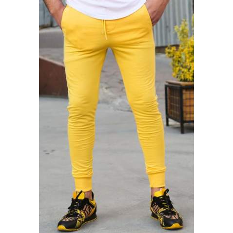 Mens Sweatpants In Striped Design Yellow Color 2926 - Sarı