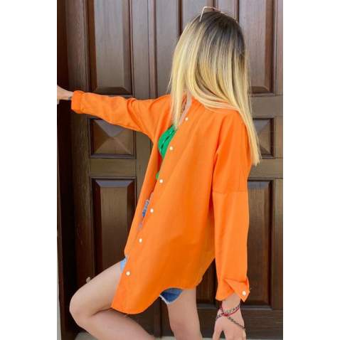 Mad Girls Oversize Orange Shirt MG1369 - Turuncu