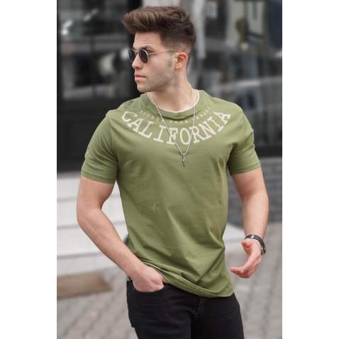 Madmext Men Printed Khaki T-shirt 5368 - Haki