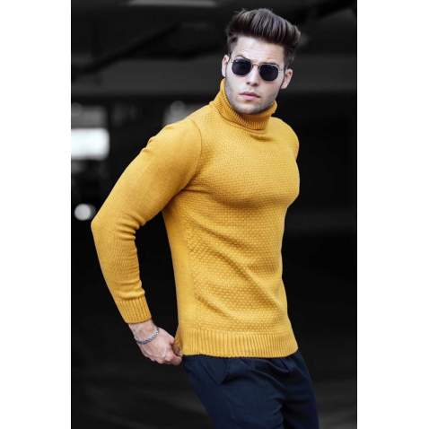 Madmext Mustard Turtleneck Jumper 4659 - Hardal