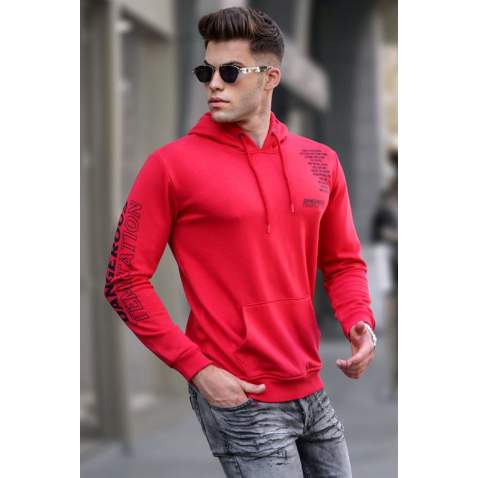 Madmext Men Printed Red Sweatshirt 5313 - Kırmızı