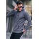 Smoke Gray Basic Hoodie Sweatshirt 6014 - Füme