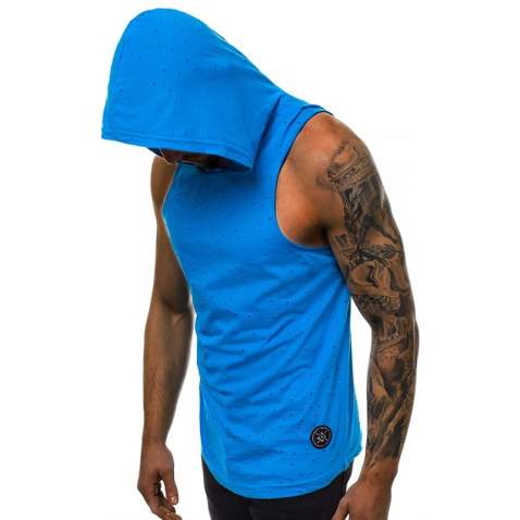 Sleeveless T-Shirt In Hooded turquoise 2893 - Turkuaz