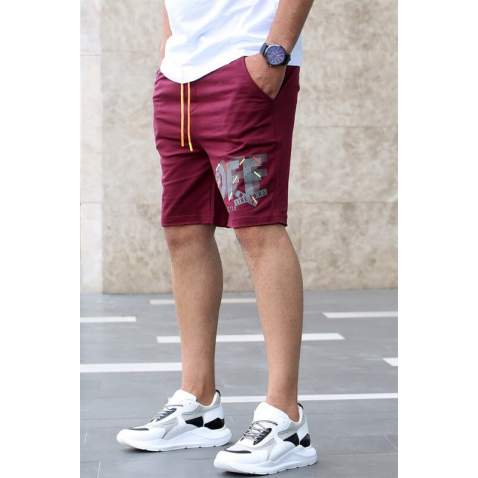 Madmext Maroon Printed Short 4247 - Bordo