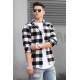 Madmext Men Plaid White Shirt 4664 - Beyaz