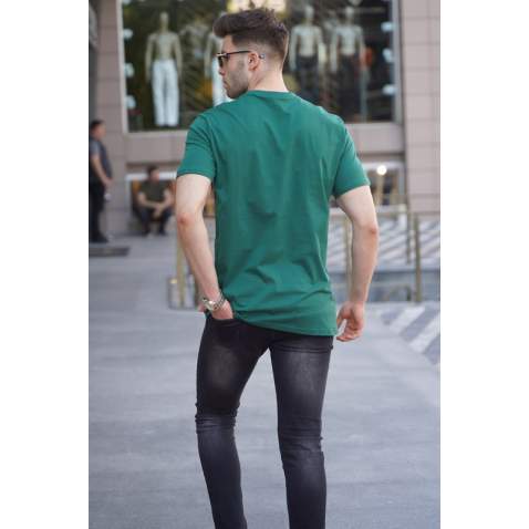 Men Printed Green Regular Fit T-Shirt 5812 - Yeşil