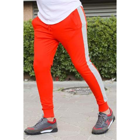 Mens Sweatpants In Striped Design Orange Color 2926 - Turuncu