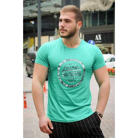 Madmext Green Printed T-shirt for Men 2994 - Yeşil