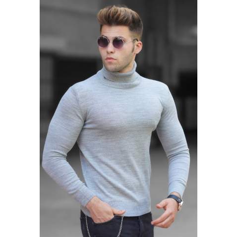 Madmext Men Turtleneck Gray Sweater 4656 - Gri