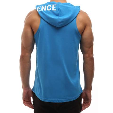 Madmext Men Blue Hoodie Vest 2537 - Mavi