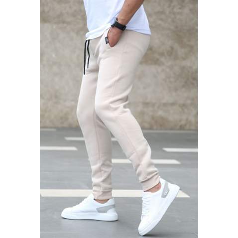 Madmext Men Beige Plain Sweatpants 4210 - Bej