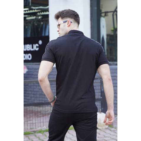 Men Black Polo T-Shirt - Siyah