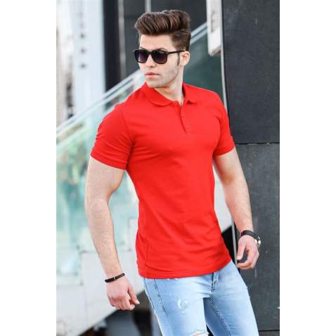 Madmext Red Basic Polo Shirt for Men 4550 - Kırmızı