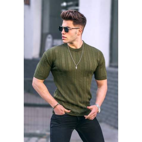 Men Designed Khaki T-Shirt 5686 - Haki