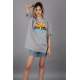 Mad Girls Printed Gray T-shirt Mg1148 - Gri