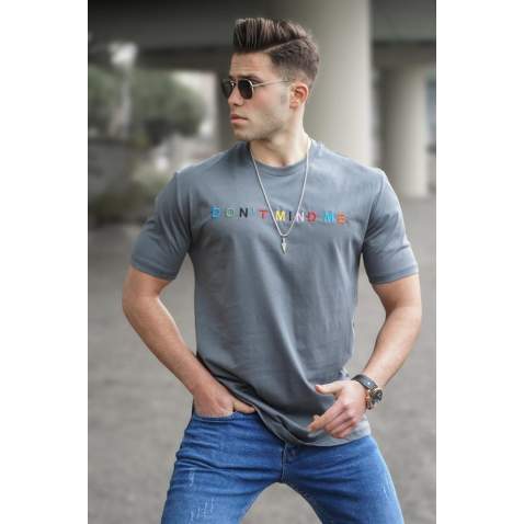 Madmext Men Smoke Gray T-shirt 5363 - Füme